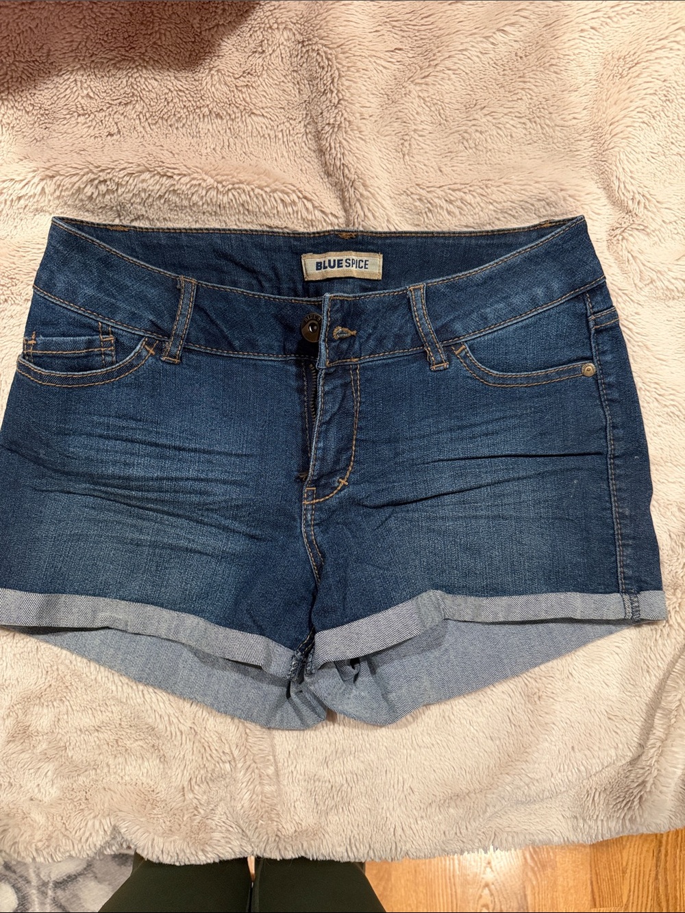 Blue Spice Midnight Blue Rolled-Hem Denim Shorts